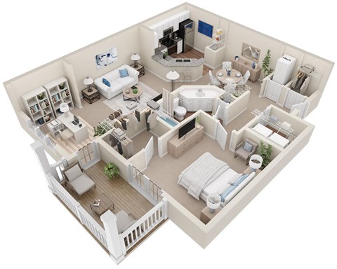 Floor plan for 1 bed, 1 bath, 969 sqft